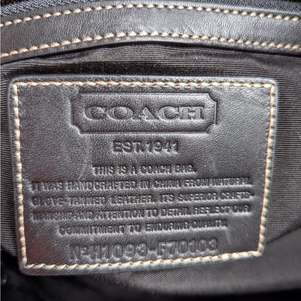 Coach Black Leather Laptop Briefcase with Design and Silver Accents - Picture 6 of 7